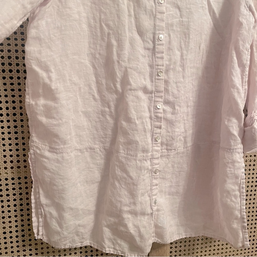Tahari Light Pink Linen Button-Up Tunic - Picture 5 of 11
